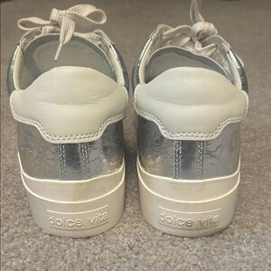 Dolce Vita Metallic Silver and Cream Sneakers